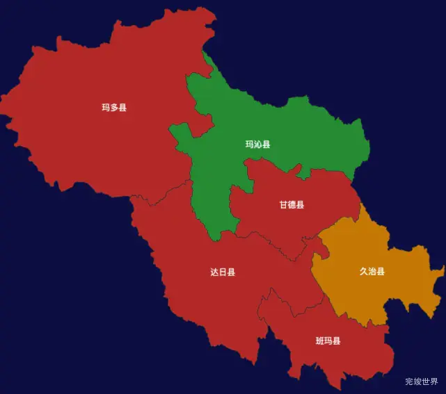 echarts果洛藏族自治州地区地图geoJson数据