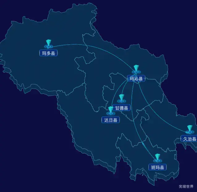 echarts果洛藏族自治州地区地图geoJson数据-自定义文字样式