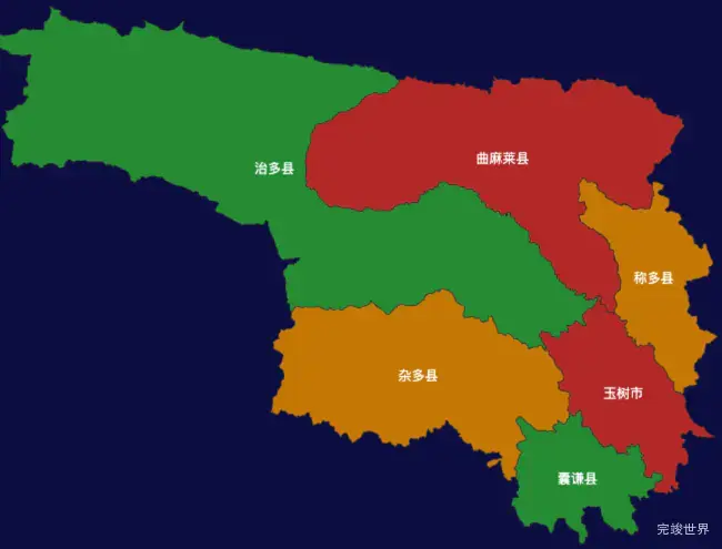 echarts玉树藏族自治州地区地图geoJson数据