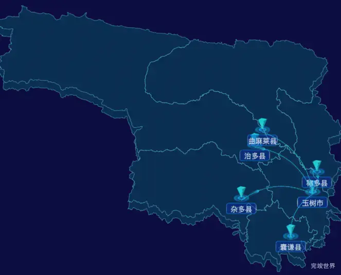 echarts玉树藏族自治州地区地图geoJson数据-自定义文字样式