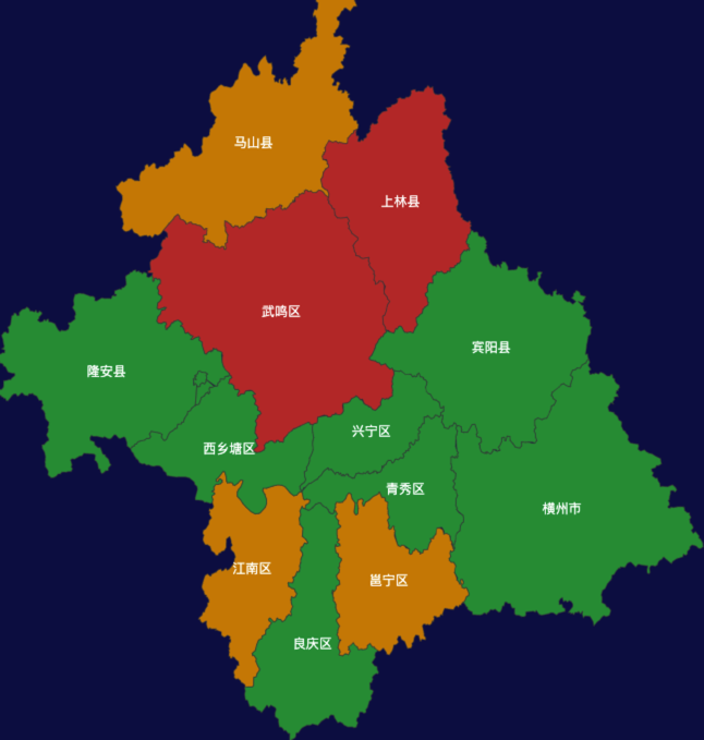 echarts南宁市地区地图geoJson数据