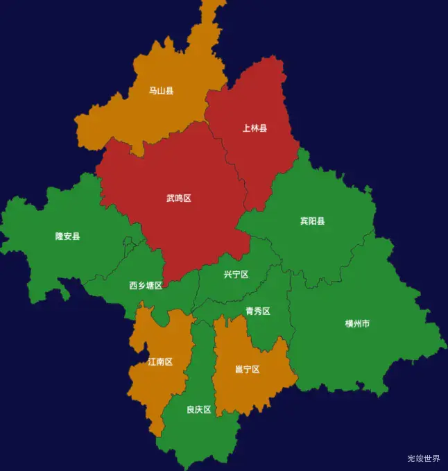 echarts南宁市地区地图geoJson数据
