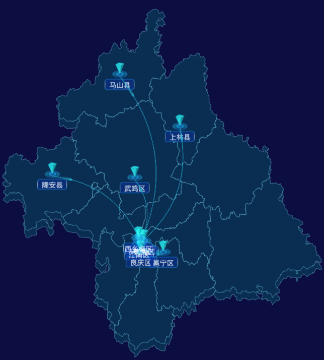 echarts南宁市地区地图geoJson数据-自定义文字样式