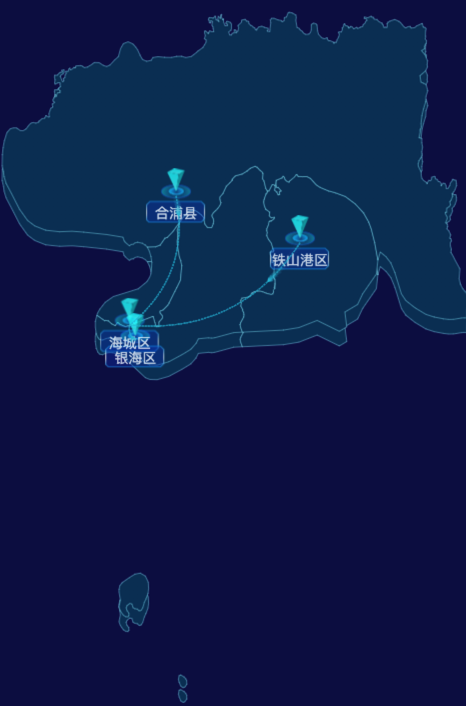 echarts北海市地区地图geoJson数据-自定义文字样式