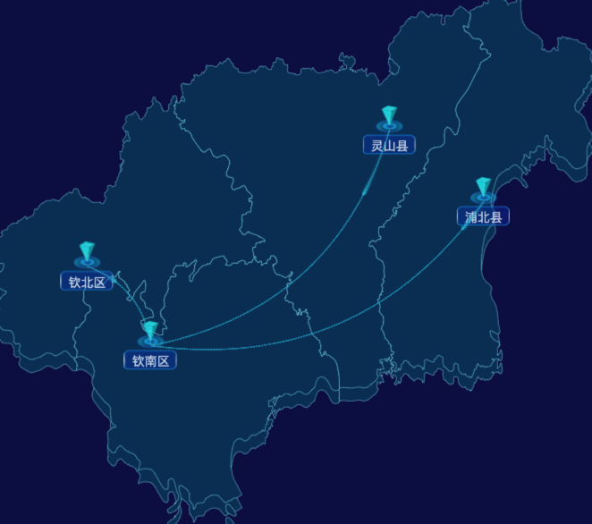 echarts钦州市地区地图geoJson数据-自定义文字样式