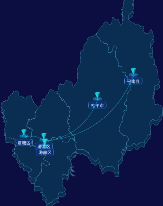 echarts贵港市地区地图geoJson数据-自定义文字样式