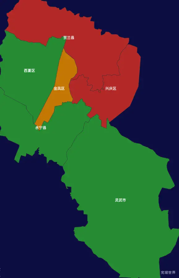 echarts银川市地区地图geoJson数据