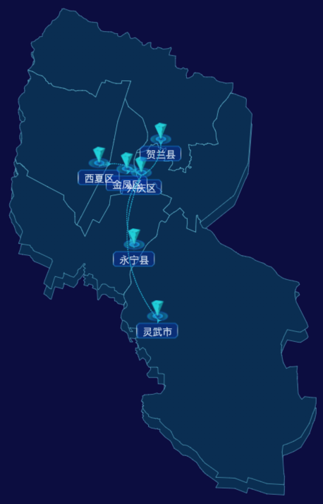 echarts银川市地区地图geoJson数据-自定义文字样式