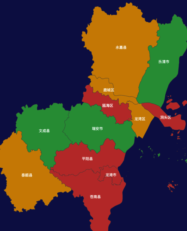 echarts温州市地区地图geoJson数据
