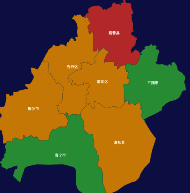 echarts嘉兴市地区地图geoJson数据