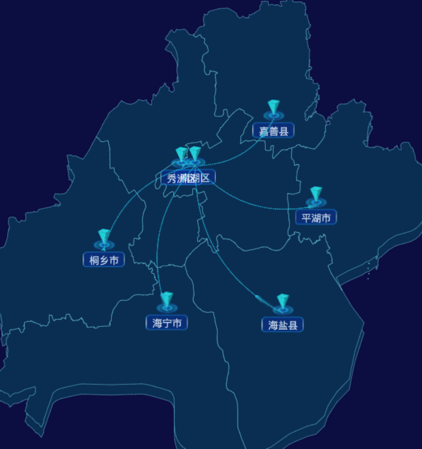 echarts嘉兴市地区地图geoJson数据-自定义文字样式