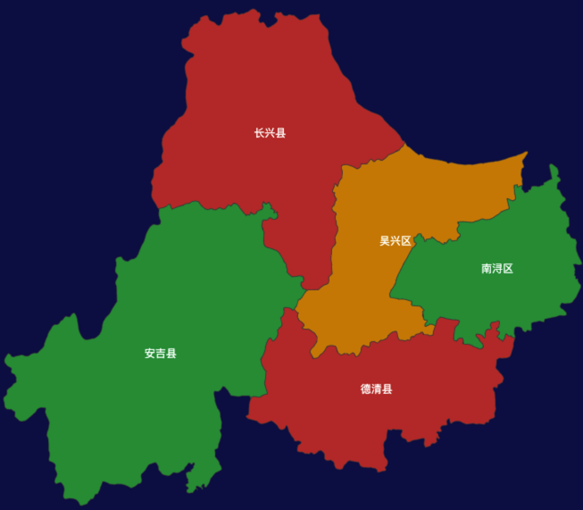 echarts湖州市地区地图geoJson数据