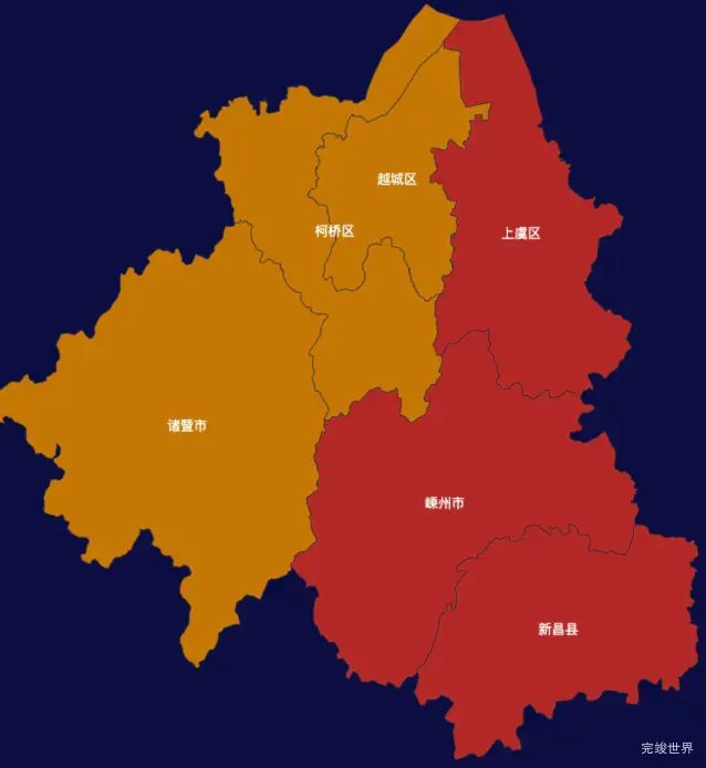 echarts绍兴市地区地图geoJson数据