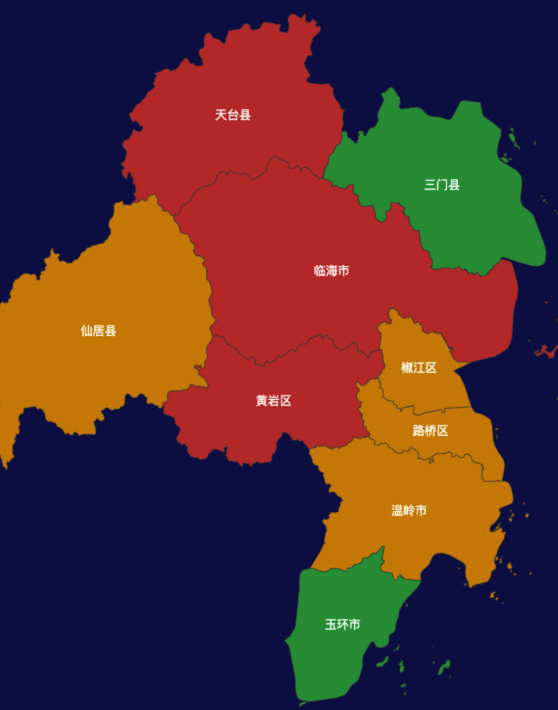 echarts台州市地区地图geoJson数据