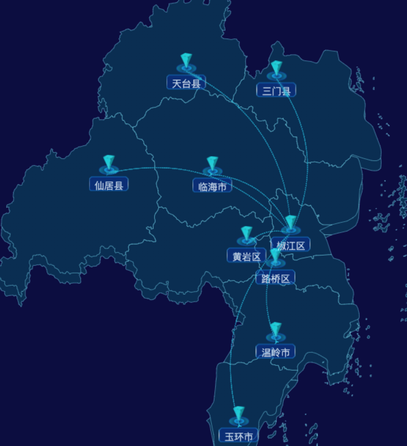 echarts台州市地区地图geoJson数据-自定义文字样式