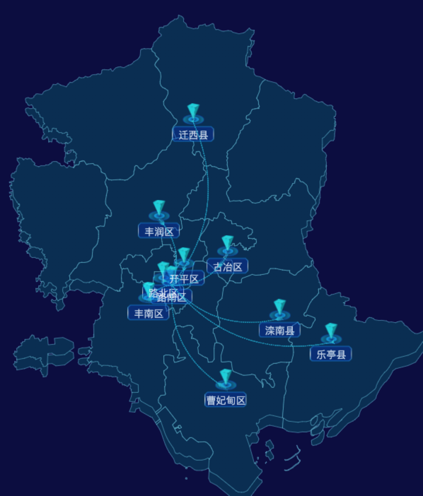echarts唐山市地区地图geoJson数据-自定义文字样式