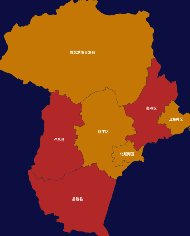 echarts秦皇岛市地区地图geoJson数据
