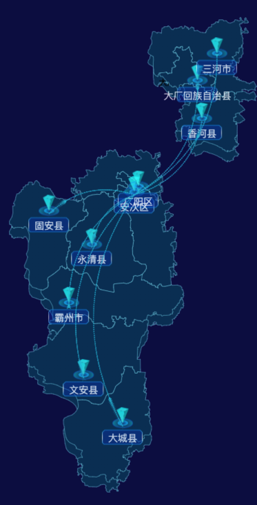 echarts廊坊市地区地图geoJson数据-自定义文字样式