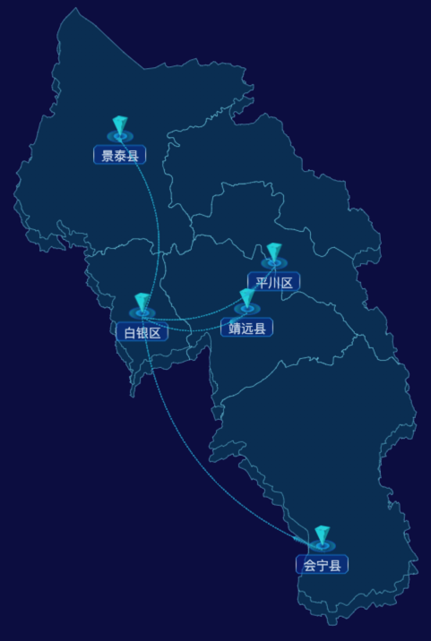 echarts白银市地图geoJson数据-自定义文字