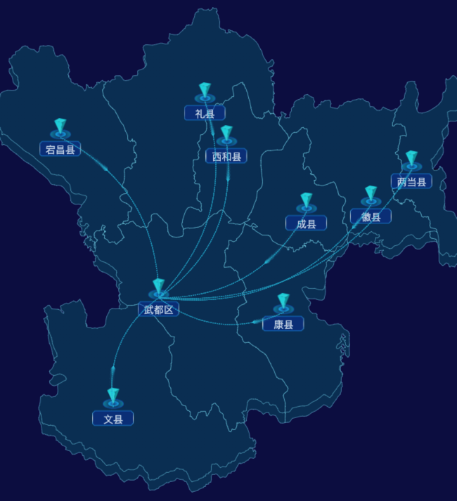 echarts陇南市地图geoJson数据-自定义文字