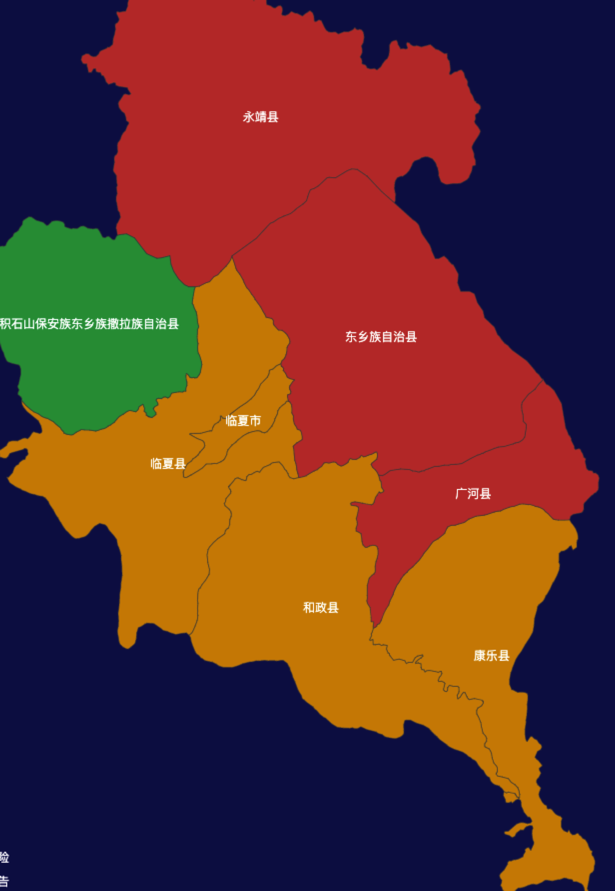 echarts临夏回族自治州地图