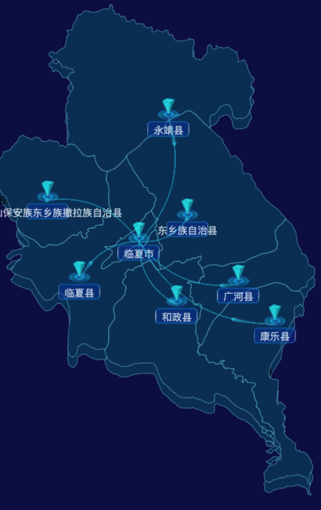 echarts临夏回族自治州地图geoJson数据-自定义文字