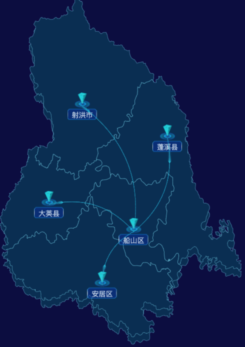 echarts遂宁市地图geoJson数据-自定义文字
