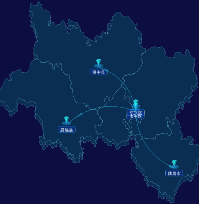 echarts内江市地图geoJson数据-自定义文字
