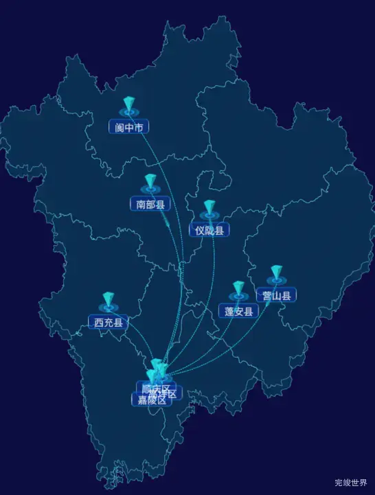 echarts南充市地图geoJson数据-自定义文字