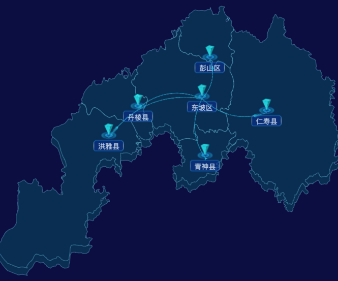 echarts眉山市地图geoJson数据-自定义文字