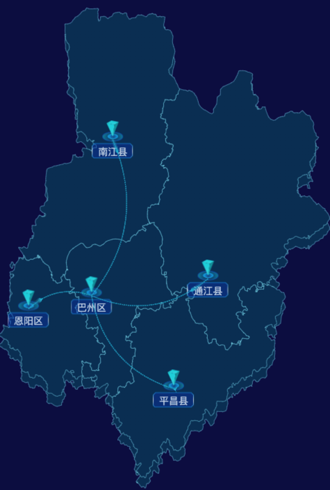 echarts巴中市地图geoJson数据-自定义文字