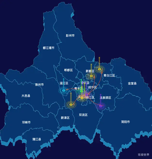 echarts成都市地图迁徙图效果实例