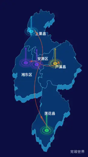 echarts萍乡市地图渲染效果实例-飞线图