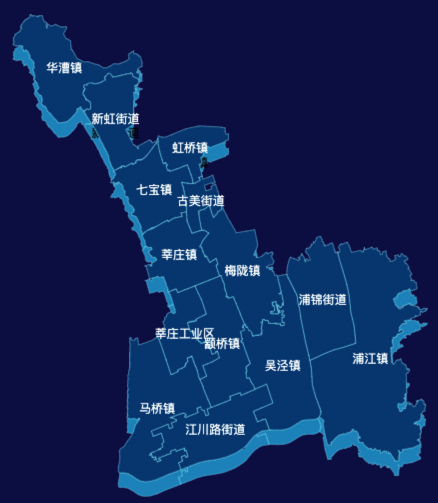echarts地图上海市闵行区渲染效果实例