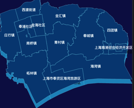 echarts地图上海市奉贤区渲染效果实例