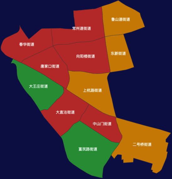 echarts天津市河东区地图渲染效果实例