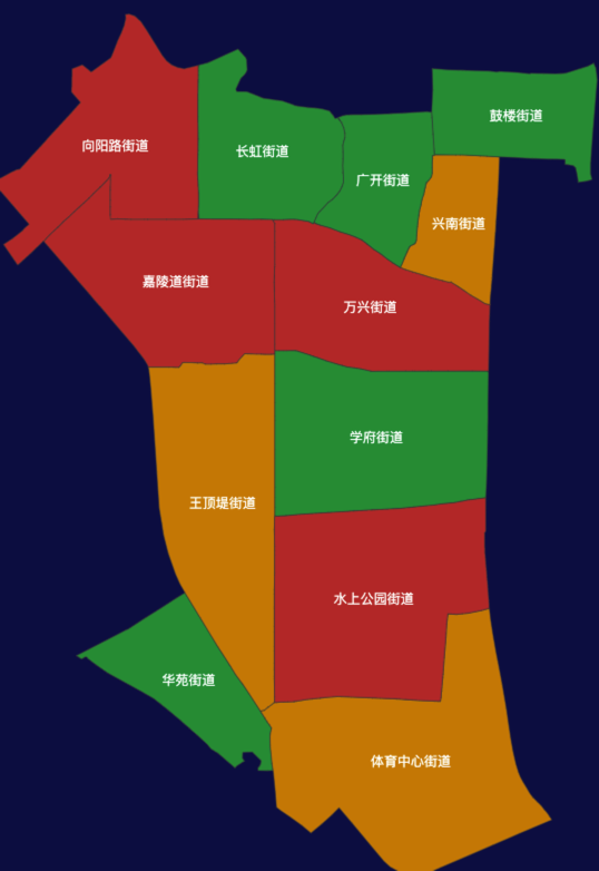 echarts天津市南开区地图渲染效果实例