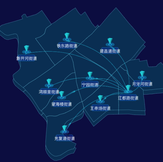 echarts天津市河北区地图label自定义样式效果