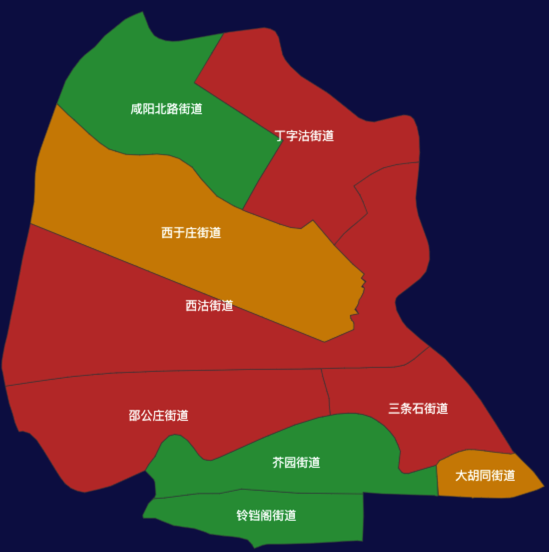 天津市红桥区geoJson地图渲染效果
