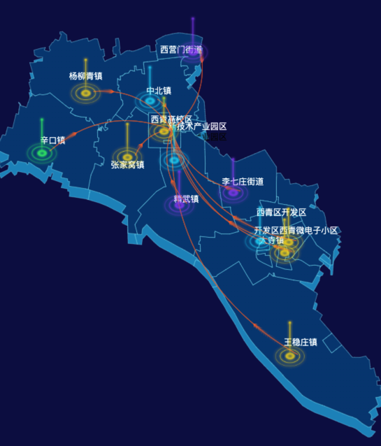 02 echarts天津市西青区地图仿3d效果
