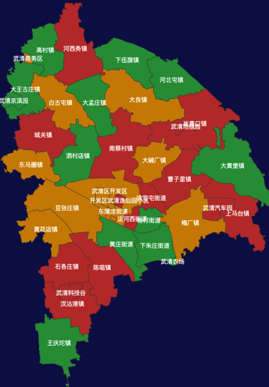 echarts天津市武清区地图渲染效果实例