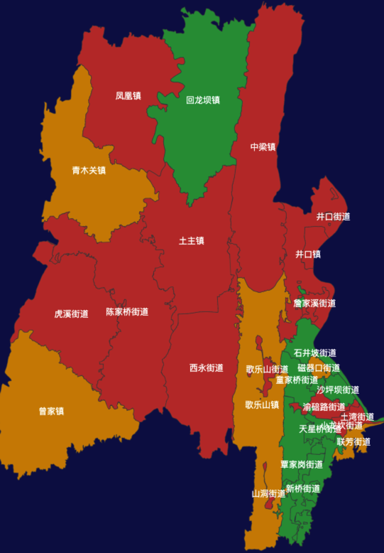 沙坪坝区geoJson地图渲染实例