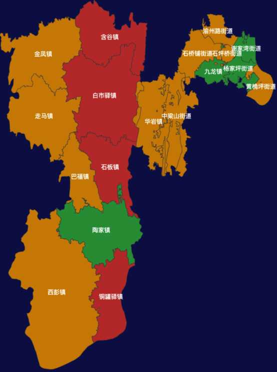 九龙坡区geoJson地图渲染实例