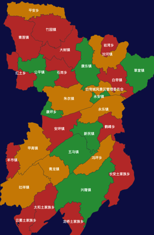 奉节县geoJson地图渲染实例