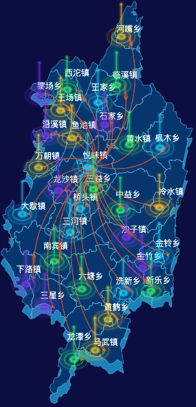 echarts重庆市石柱土家族自治县地图飞线图代码演示