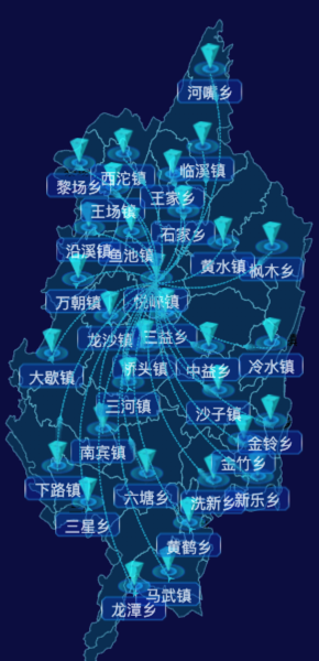 echarts重庆市石柱土家族自治县地图label样式自定义效果实例