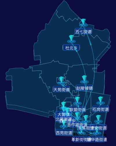 03 echarts石家庄市新华区地图飞线图