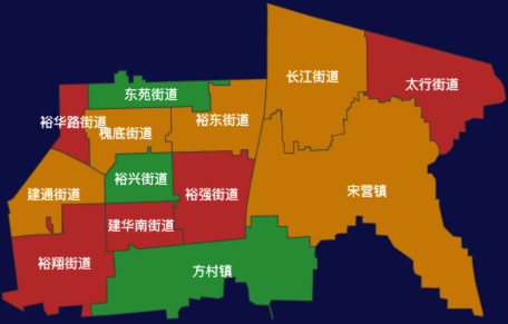 echarts石家庄市裕华区地图渲染效果实例