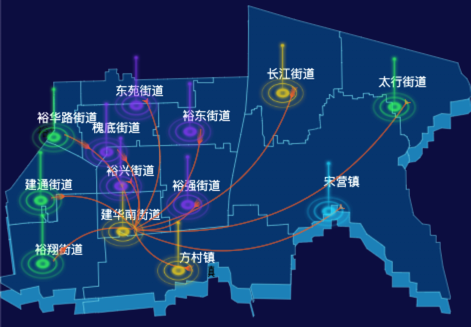 echarts石家庄市裕华区地图飞线图实例