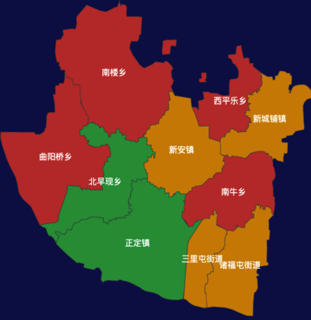 echarts石家庄市正定县地图渲染效果实例